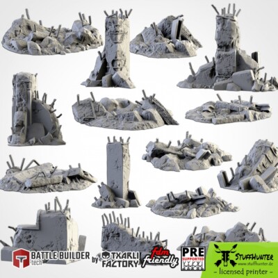 Tabletop Terrain Gelände - City Debris -  Scifi Stadt Trümmer Ruinen