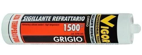 MASTICE SIGILLANTE SILICONE REFRATTARIO ALTA TEMPERATURA GRIGIO 1500°C PER FORNI - Immagine 3 di 4
