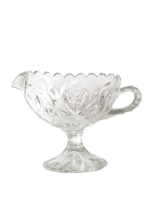 Clear Glass Gravy Boats Footed Gravy Boat Holiday Dining Table Vintage Dinner - Image 1 of 4