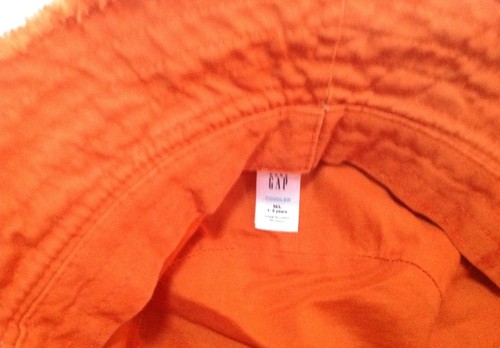 boys Gap distressed khaki orange bucket sun beach hat surf surfing patch M L 4 5 - Picture 4 of 4