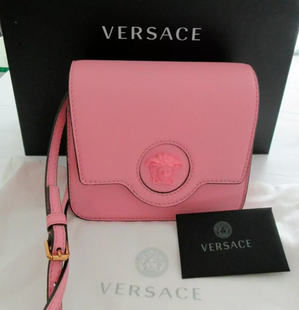 Versace Pink Calf Leather La Medusa Crossbody Bag