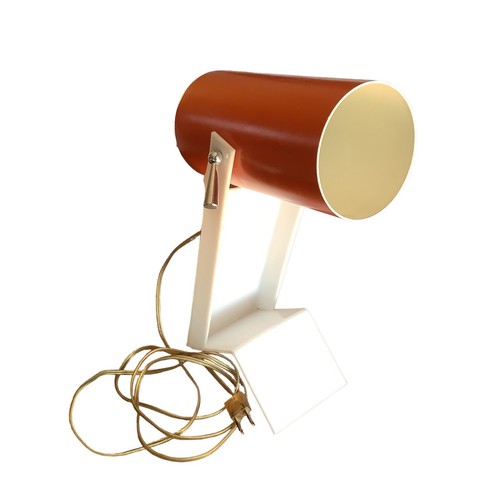 1970's MCM Atomic Orange Metal and White Plastic Vintage Desk Lamp - Picture 6 of 16