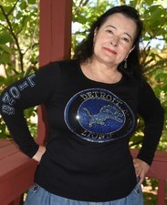 Lions rhinestone long sleeve shirt XS S M L XL XXL 1X 2X 3X 4X 5X Lions sleeve