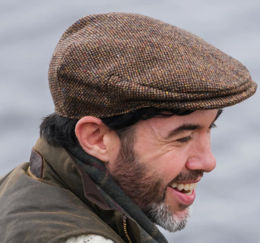 NEW Hanna Hats Vintage Flat Cap Irish Wool Tweed Brown Fleck Salt & Pepper Ire