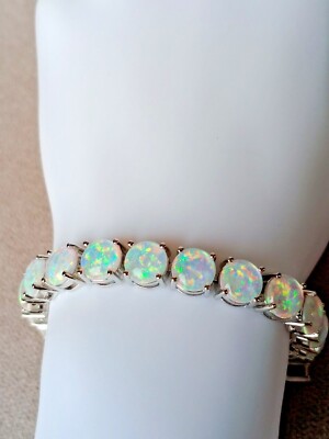 White Opal Tennis Bracelet Eye-Catching Bracelet Opal Jewelry Opal 