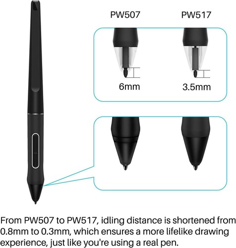 PW517 Digital Stylus Pen For Huion Drawing Monitor Kamvas 13, Kamvas Pro 24 - Picture 7 of 11