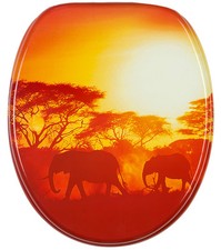 HIGH QUALITY PRINTED WC TOILET SEAT | STABLE HINGES | ORANGE SAVANNAH
