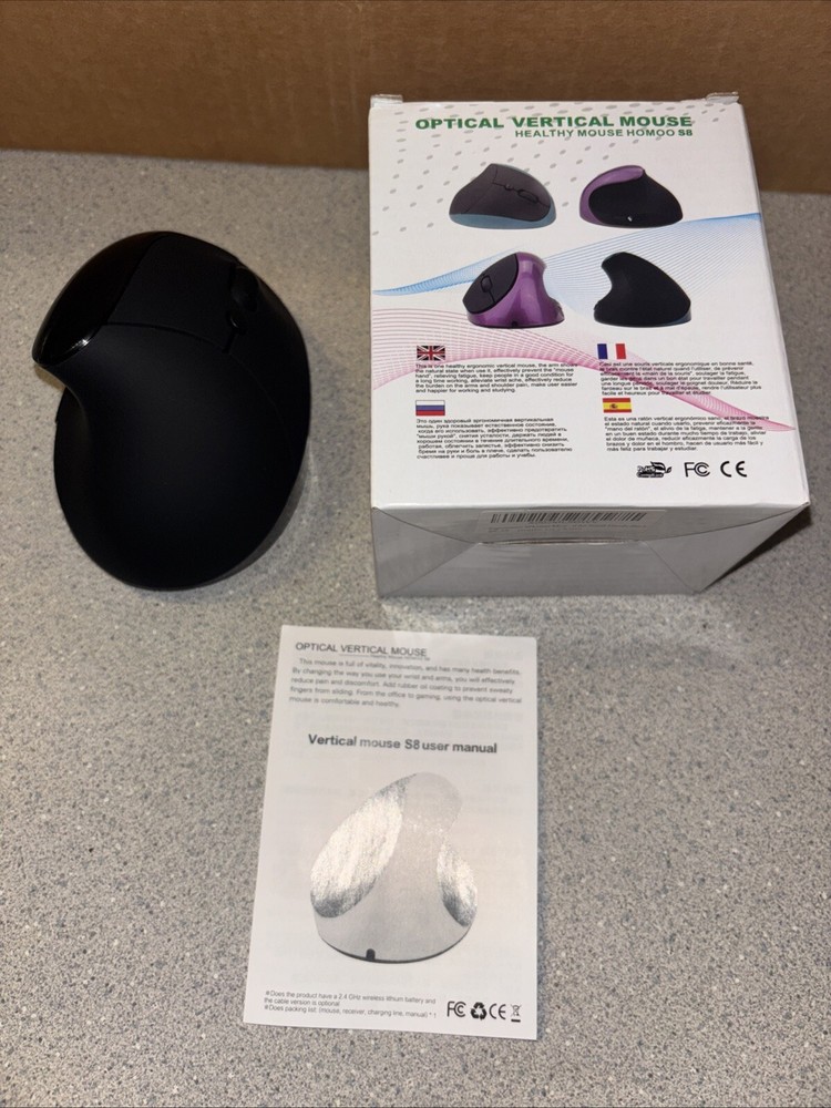 Black Ergonomic Optical Wireless Vertical Mouse for Comfort and Precision