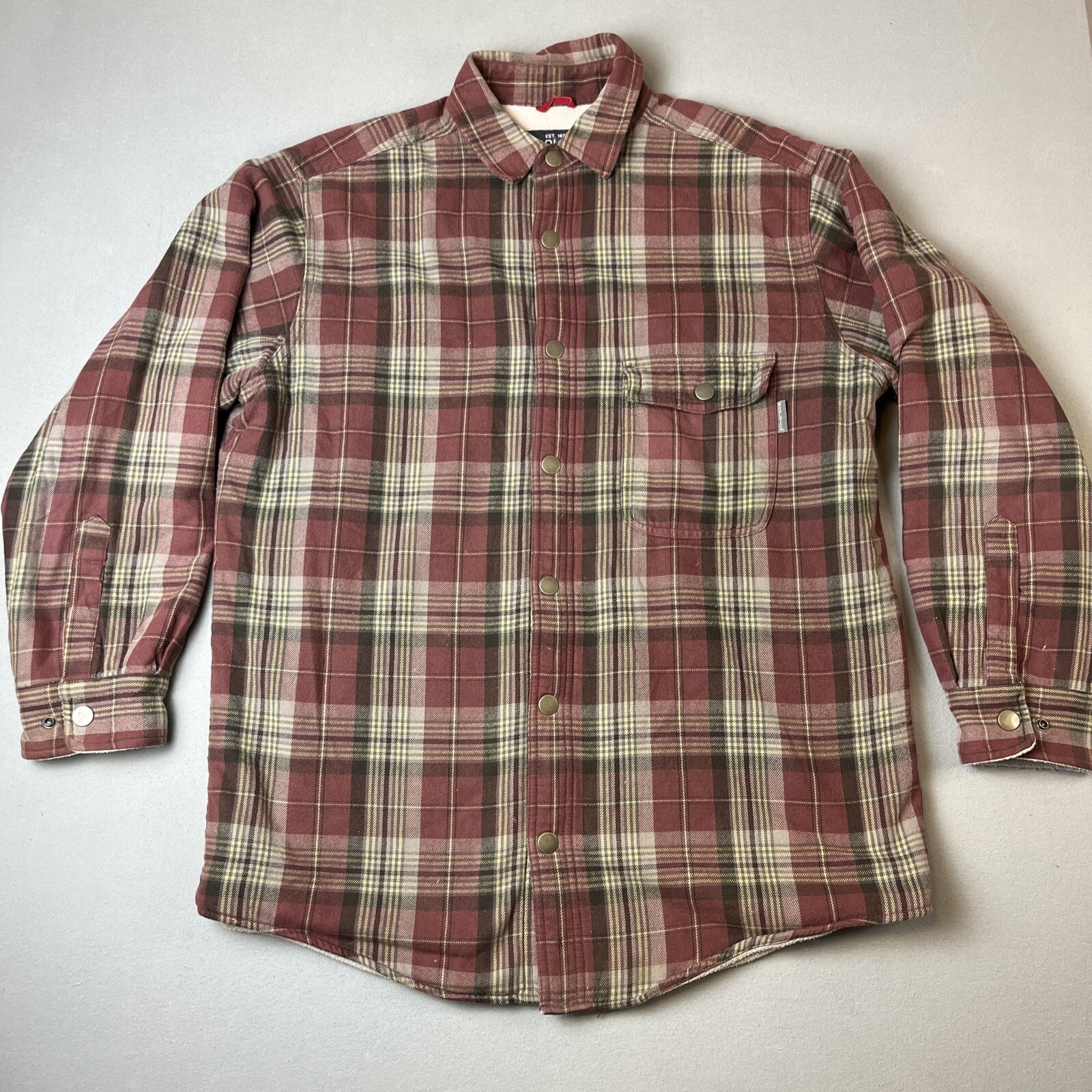 Woolrich Men's Fleece-Lined Plaid Flannel Snap Jacket - Medium