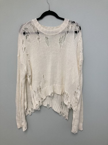 $495 New R13 Shredded Side Slit Sweater Medium - Picture 9 of 12