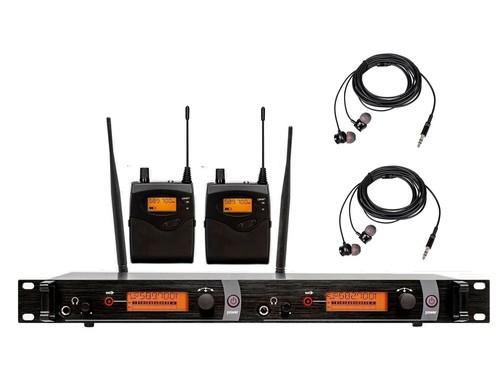 Wireless In Ear Monitor System 2 Channel 2 Receivers Monitoring UHF Stage Studio
