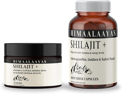 Combo Of 2 100% Pure Himalayan Shilajit Resin 50Gr+ Himalayan Shilajit 60 Caps