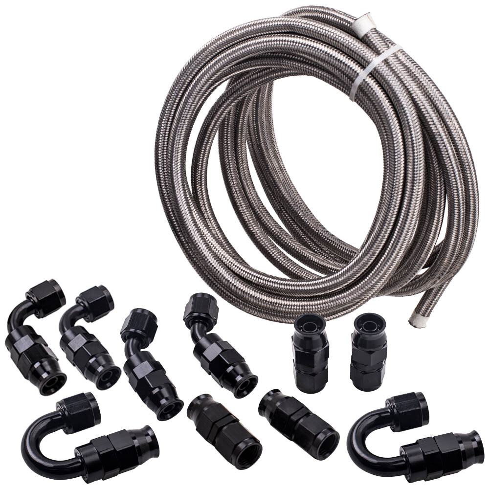 6AN -6AN Stainless Steel PTFE Fuel Line 20 Feet 10 Fittings Hose Kit E85 set