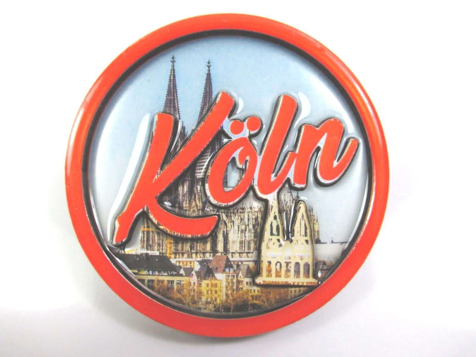 Cologne Magnet Cathedral Wood Epoxy Glossy Souvenir Germany Cologne Round