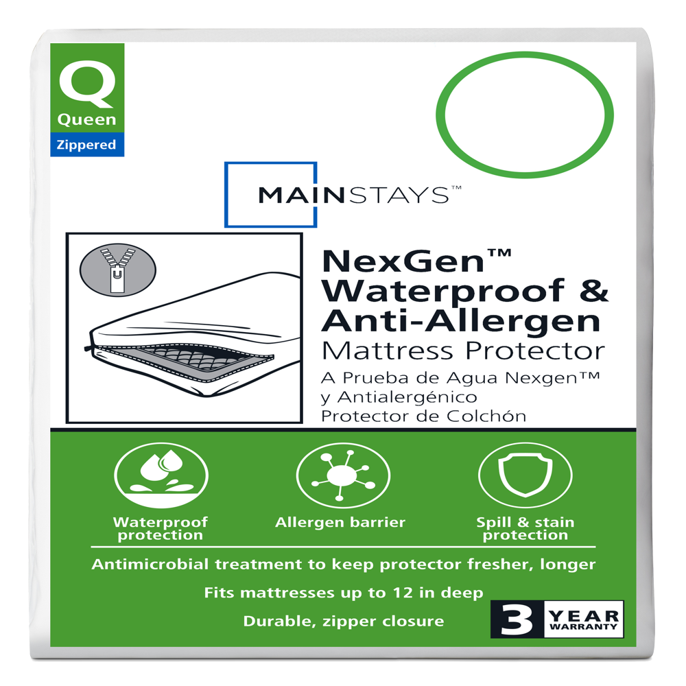 Mattress Protector Waterproof Anti-Allergen Zippered Queen Mainstays NexGen-image