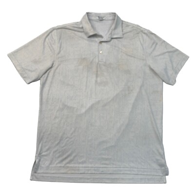 Peter Millar Polo Shirt Men L Large Word Search Performance Jersey Golf *READ