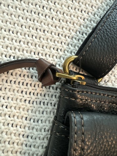 Fossil Morgan Handbag Traveler Pebble Black Leather Crossbody MSGR EXCELLENT - Picture 4 of 13