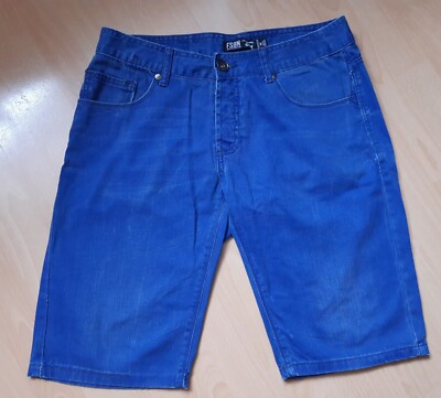 FSBN Herren Bermuda kurze Hose Sommer Jeans Shorts Capri Kurze Hose Blau Gr. M
