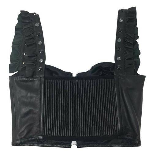 JUST CAVALLI Top bralette in pelle - Nero - UK 8/IT 40 - £480 - Foto 4 di 7