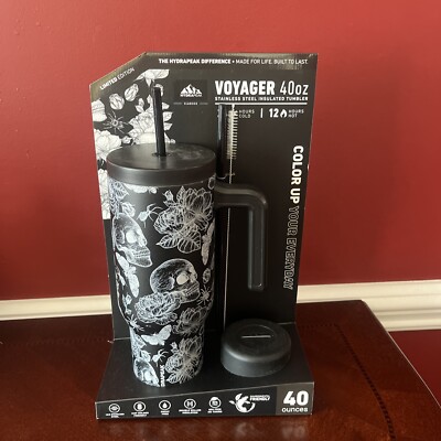 Hydrapeak Voyager Skull Halloween Flowers Spider Tumbler 40oz