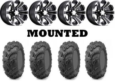 Kit 4 Maxxis Zilla Tires 27x9-12 on ITP SS312 Black Wheels FXT