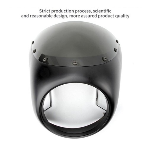 7'' Black Universal Motorcycle Headlight Fairing Retro Cafe Racer Windshield - Picture 5 of 8
