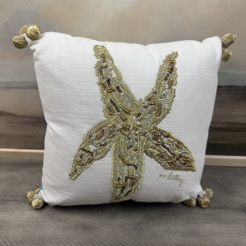 Pottery Barn Teen Lilly Pulitzer Seeing Stars Embroidered Reversible Pillow NWOT