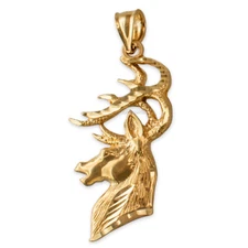 10K Yellow Gold Deer Buck Head DC Pendant