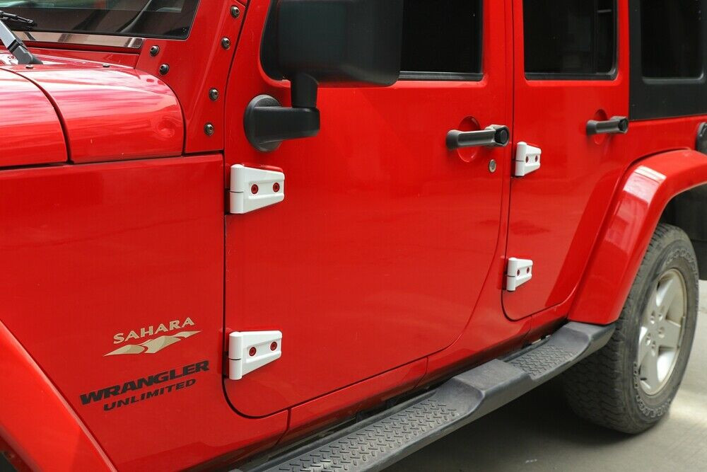 8X White Door Hinge Cover Trim Set for Jeep Wrangler JK 07-17 4-Door Accessories