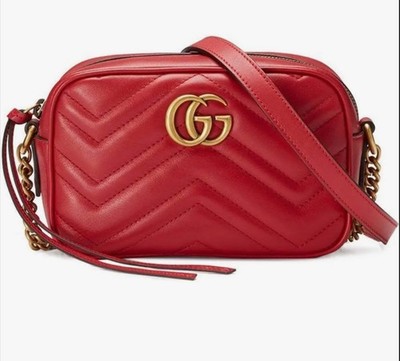 Gucci Marmont Leather Shoulder Crossbody Bag MINI Red NEW Retail: $1899