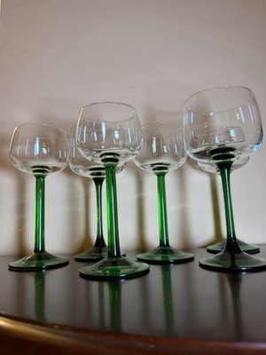 Luminarc Cristal D'arques-Durand Green Emerald Rhine Stem Wine Glasses Set of 5