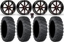 Fuel Maverick Orange 18" Wheels 28" Versa Cross V3 Tires Kawasaki Mule Pro FXT