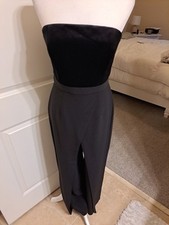 White House Black Market Jumpsuit Sz 8 Black Wide Leg Velvet Tube Top Likenew