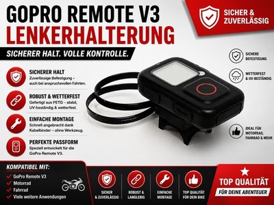 Lenkerhalterung kompatibel mit GoPro Remote V3 Fernbedienung Motorrad - 22mm