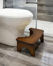 Bamboo Toilet Stool, 7" Toilet Stool Squat Adult, Non-Slip Poop Stool for Bathro
