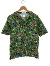 Disney Parks Enchanted Tiki Room Hawaiian Camp Shirt Green Aloha Men s Small