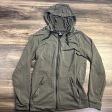 Nike Dri-Fit Jacket Mens Small Full Zip Gray Logo Training Hoodie Pockets