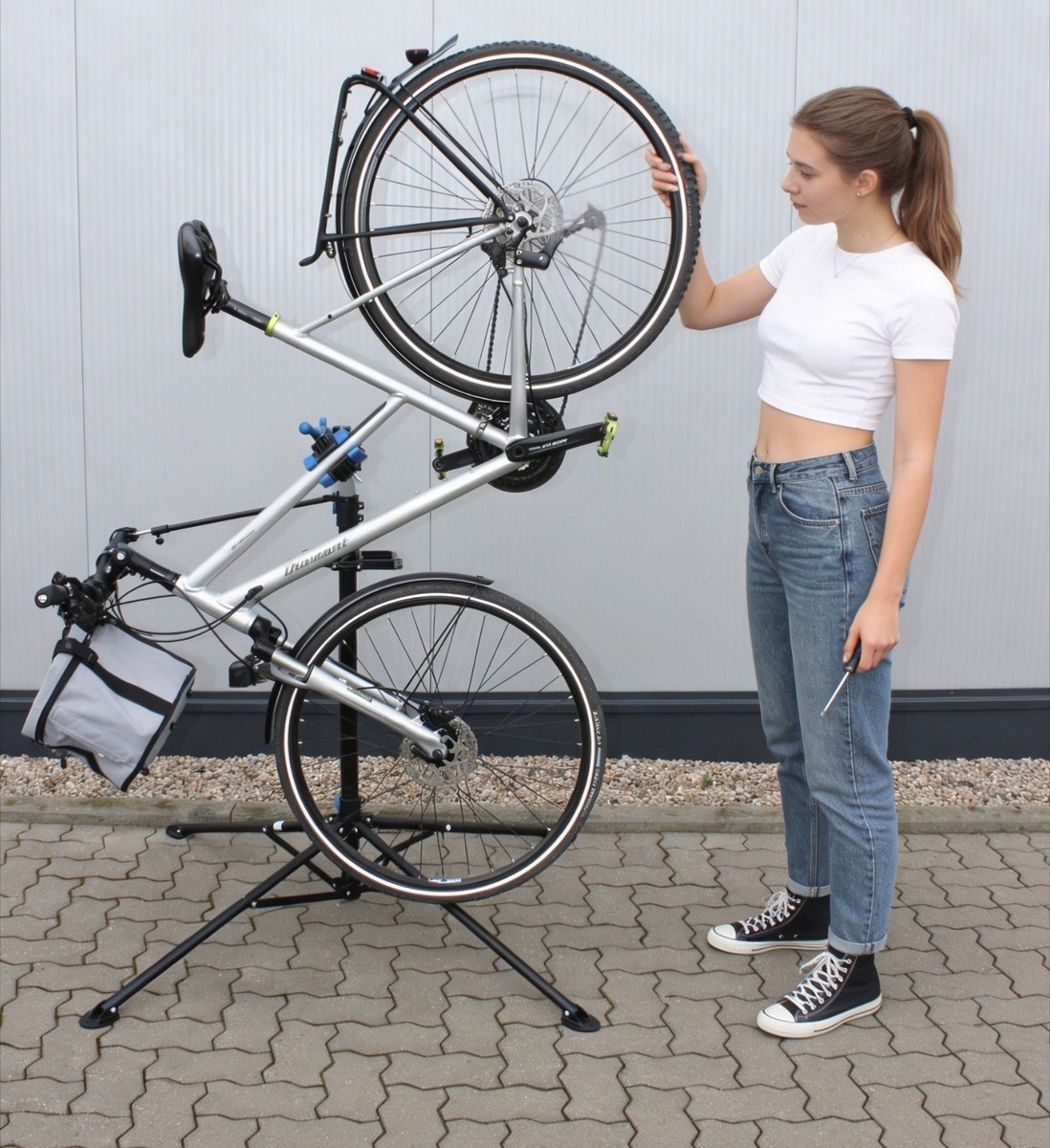 folgen von top gear XLC Fahrradständer XLC Kickstand AEG - Color:Blau-Weiß