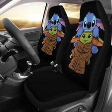Baby Yoda And Stitch Cute Dn Cartoon Car Seat Covers Set Of 2