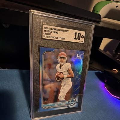 2021-22 Bowman Univ Chrome Bryce Young #4 Blue Refractor 177/199 SGC 10