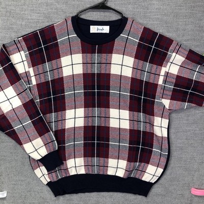 Vintage Pringle Of Scotland Sweater Mens Large Plaid Made Scotland 90s