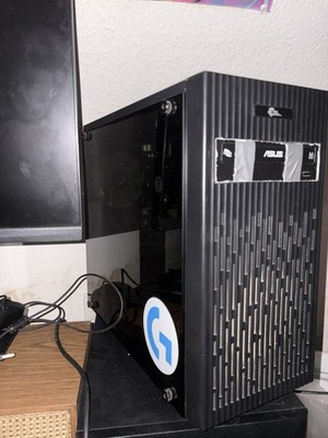 ASUS Gaming-PC Tower schwarz mit Monitor, Tastatur und Maus