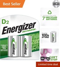 Recharge Universal Rechargeable D Batteries, 2 Pack