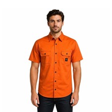 Harley Davidson Men's Orange Shirt Rising Eagle Lightweight Twill S/S (S349)