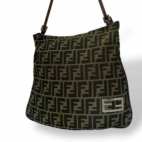 FENDI one shoulder bag Zucca pattern FF hardware carry nylon khaki Women's Japan