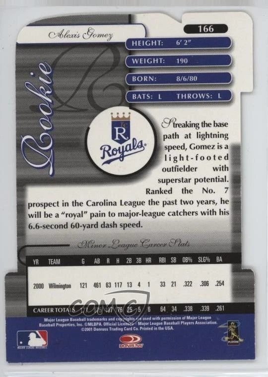 2001 Donruss Elite Rookie Aspirations Die-Cut /96 Alexis Gomez #166 Rookie RC - Image 2 of 2