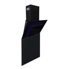 SIA 90cm Black 3 Colour LED Edge Lit Angled Cooker Hood And Glass Splashback