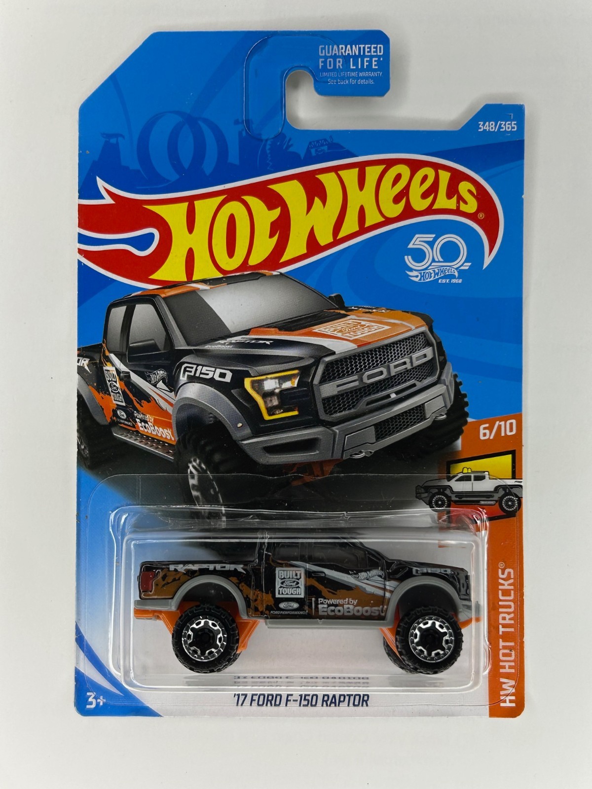 Hot Wheels 2018 Hot Trucks #348 17 Ford F-150 Raptor Black w/o Orange Door New