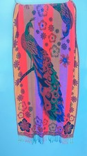 Peacock Wool Shawl Scarf Tibet Shawls Multicolor Fringe 27x79 in Hole