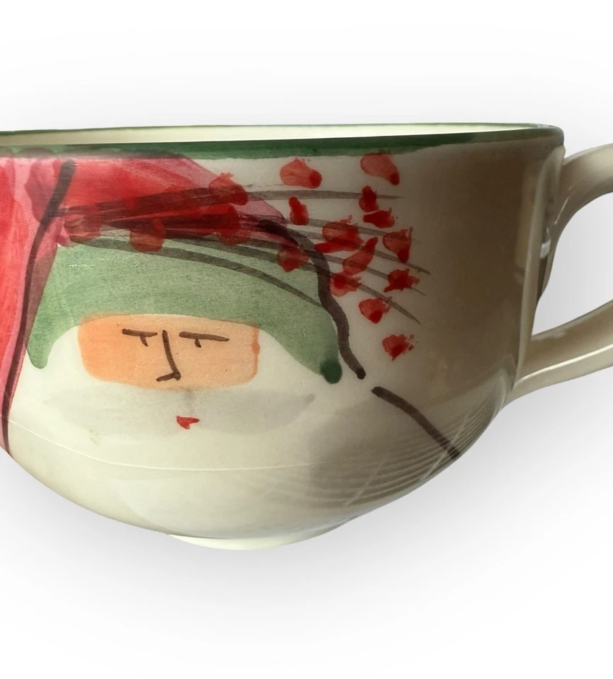 Taza de sopa Vietri Italia Old St Nick Jumbo Navidad en muy buena condición - Rara Foto 2 de 4
